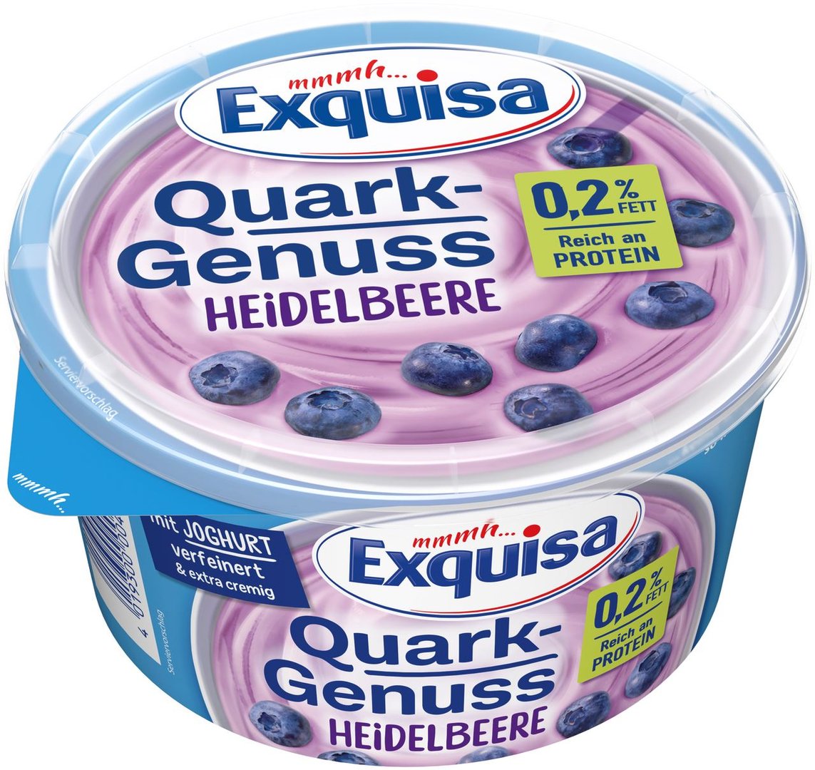 Exquisa - QuarkGenuss Heidelbeere 0,2 % Fett - 500 g Becher