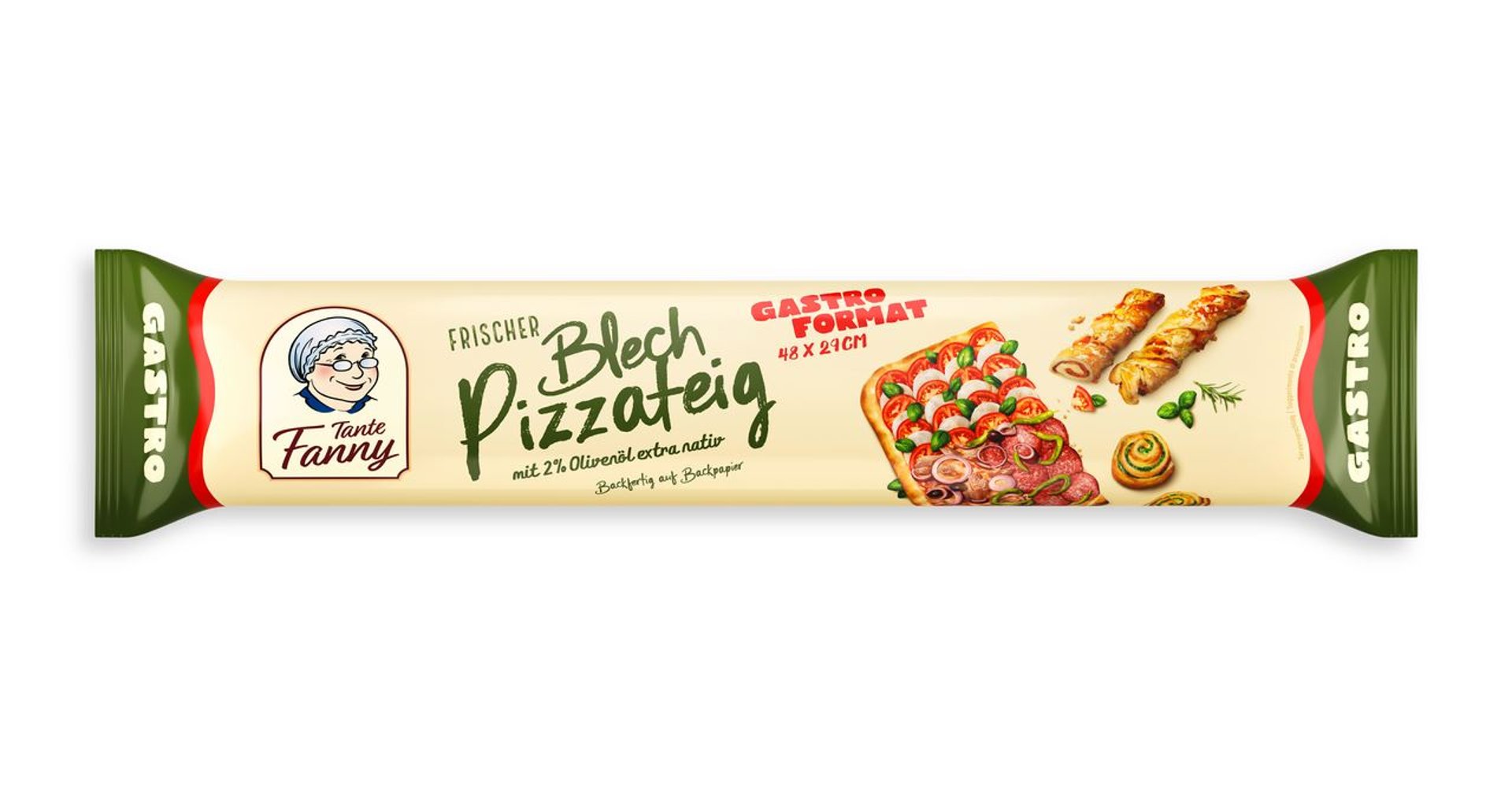 Tante Fanny - Frischer Blech-Pizzateig Gastro - 730 g Rolle