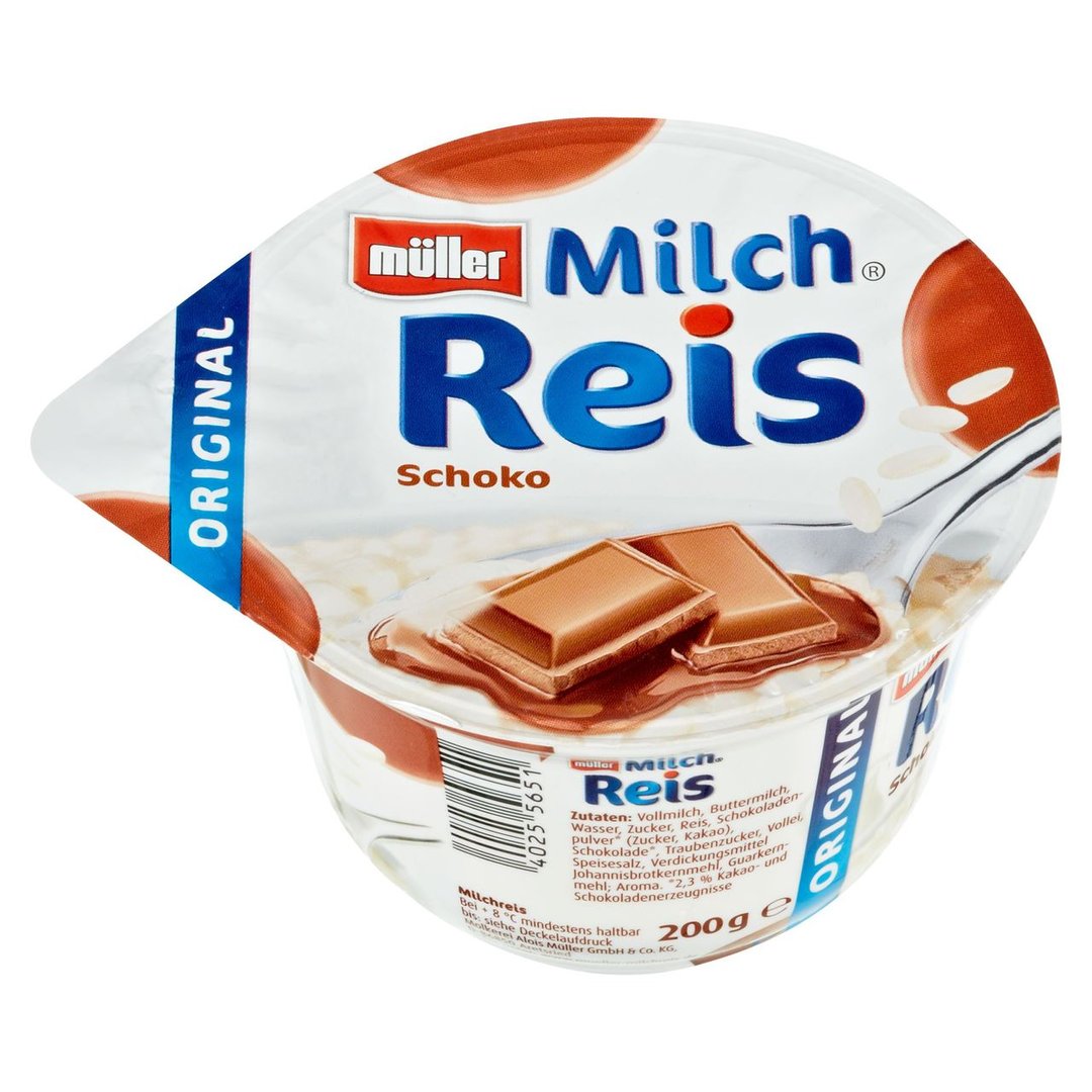 müller - Milchreis Original Schoko, gekühlt - 12 x 200 g Becher