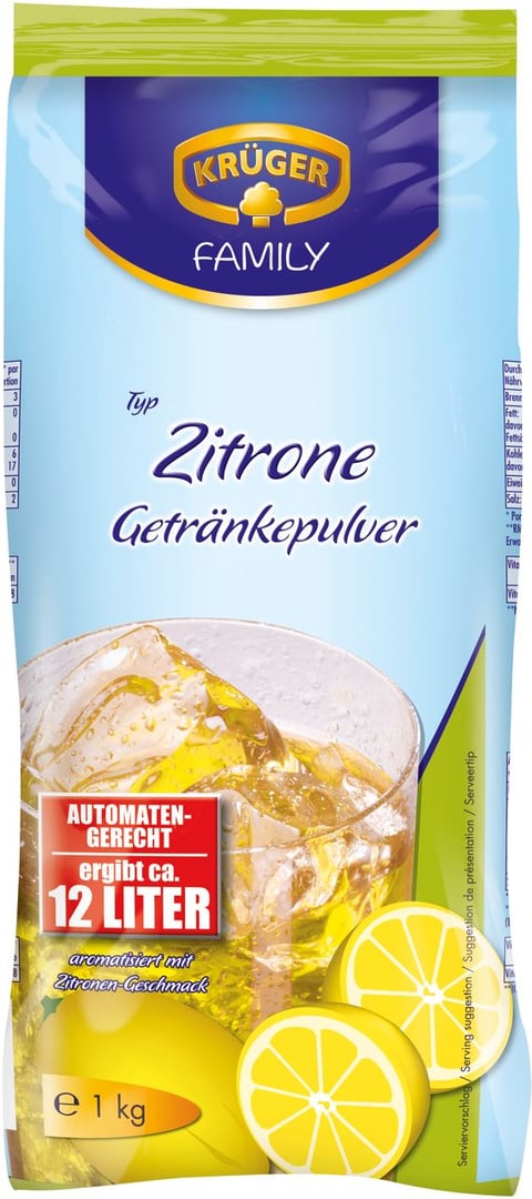 Krüger - Zitrone Getränkepulver Instant-Getränkepulver - 10 x 1 kg Karton