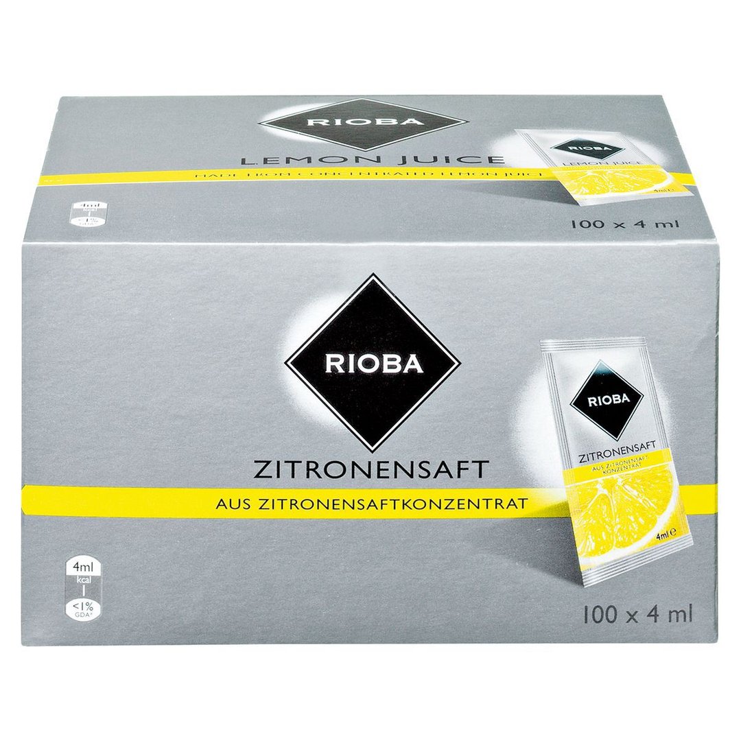 RIOBA - Zitronensaft 100 Stück à 4 ml, aus Zitronensaftkonzentrat 400 ml Karton