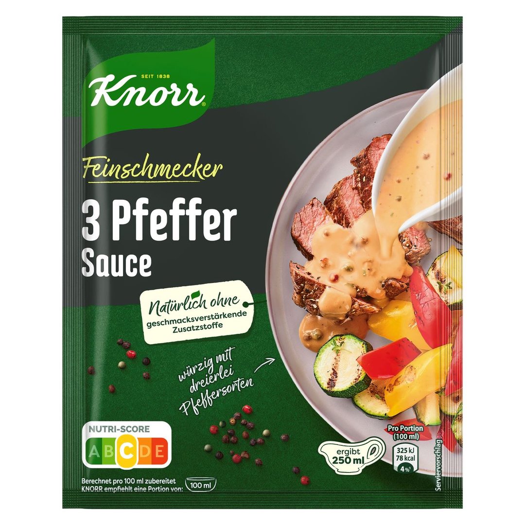 Knorr - Feinschmecker 3 Pfeffer Sauce 42 g Beutel