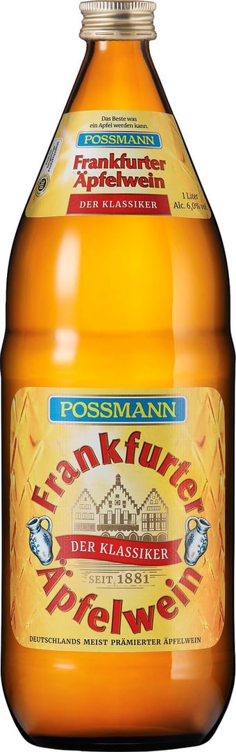 Possmann - Frankfurter Äpfelwein - Der Klassiker Apfelwein saftiger Landapfel - 1,00 l Flasche