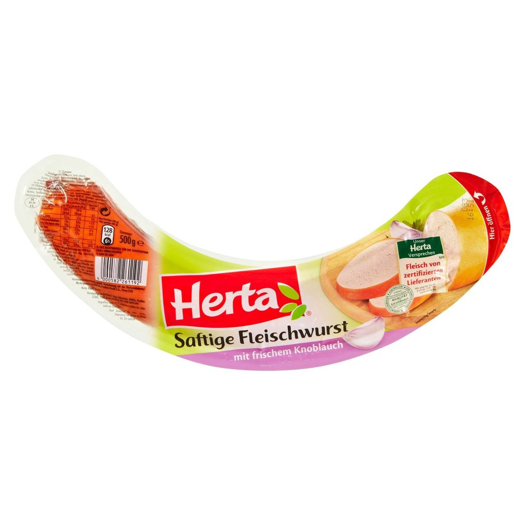 Herta - Fleischwurst mit Knoblauch 500 g Vac.-Dose
