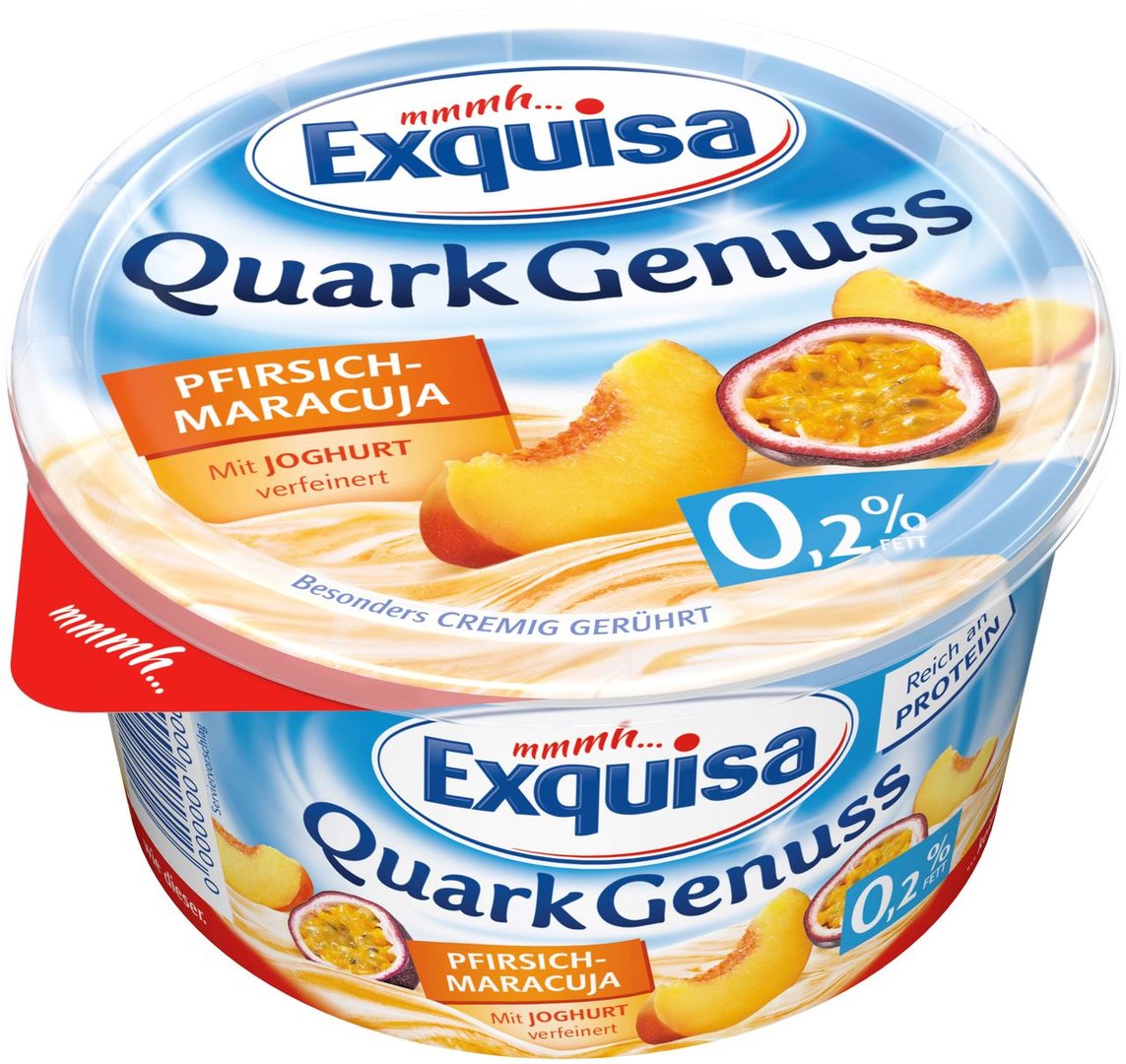 Exquisa - Quarkgenuss Pfirsich Maracuja 0,2 % Fett 500 g Becher