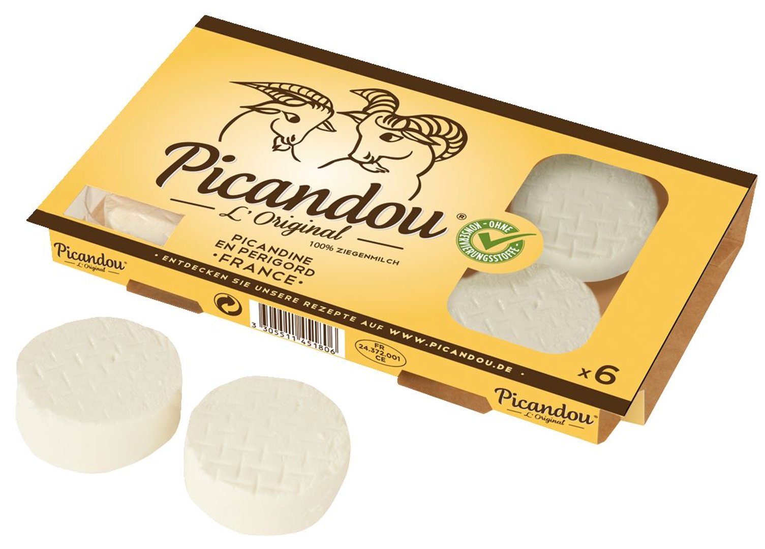 Picandou - Französischer Ziegenfrischkäse - 8 x 250 g Packungen