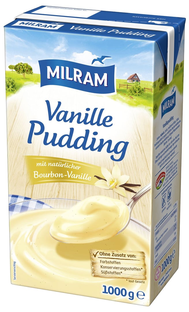 Milram - Pudding Vanille 3,1 % Fett 12 x 1 kg Faltschachteln