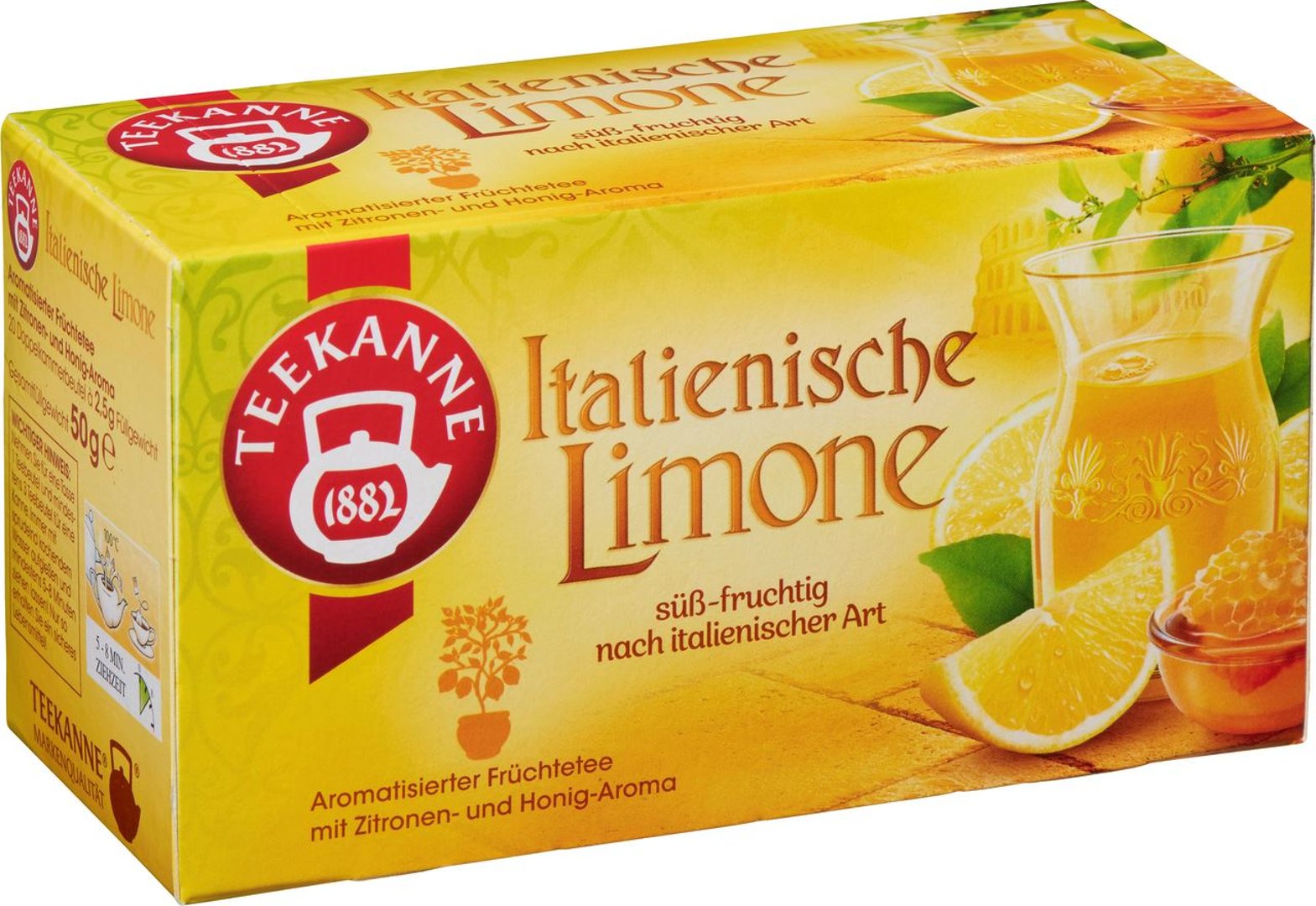 Teekanne - Aromatisierter Früchtetee Ital. Limone Teebeutel - 1 x 50 g Faltschachtel
