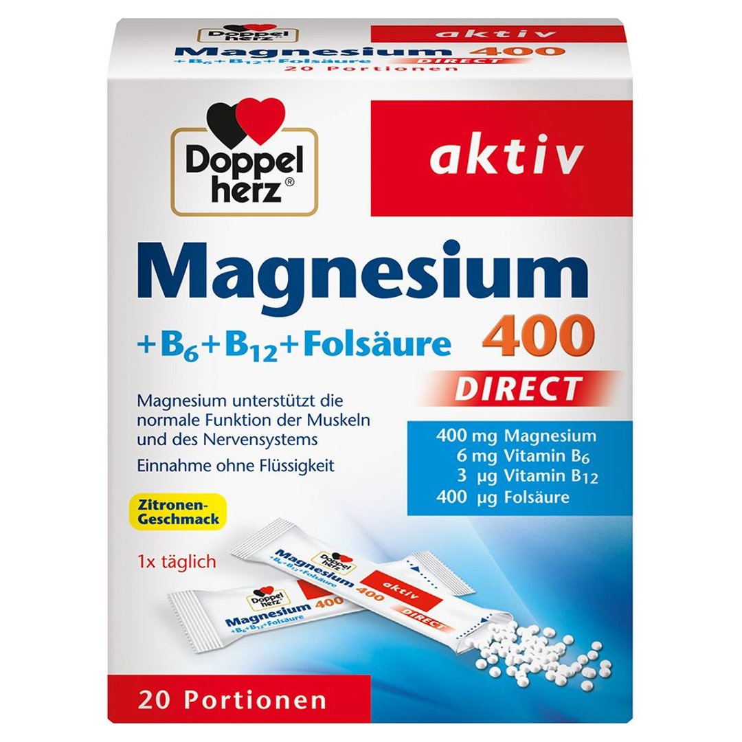 Doppelherz Magnesium 400 + Vitamine B6 + B12 + Folsäure 20 Portionen