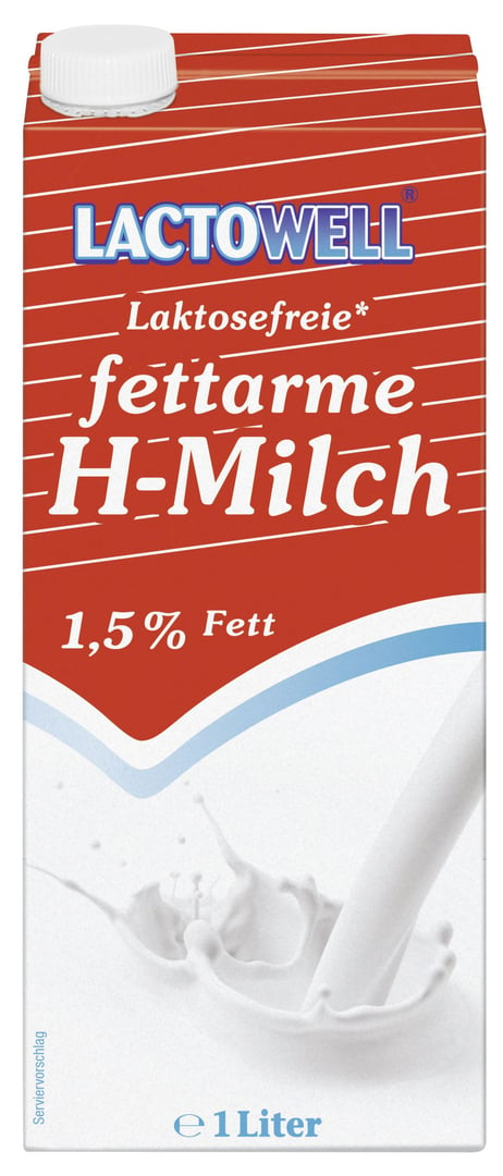 Lactowell - fettarme H-Milch laktosefrei, 1,5 % Fett 12 x 1 l Packungen