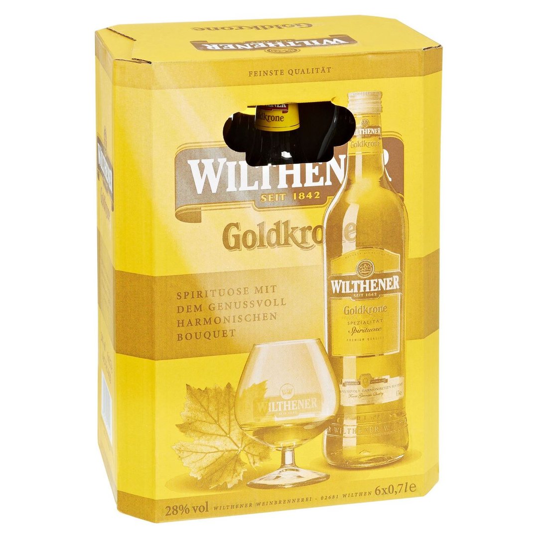 Wilthener - Weinbrand Goldkrone 28 % Vol. - 6 x 0,70 l Flaschen