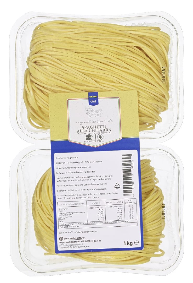 METRO Chef - Spaghetti alla Chitarra frische Spaghetti mit Ei - 1 kg Schale