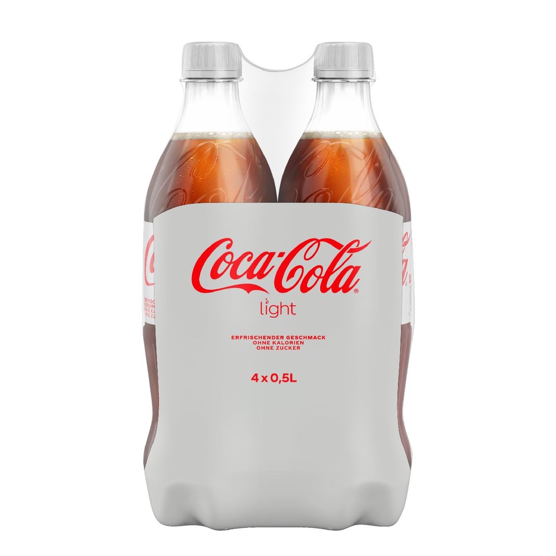 Coca-Cola - Light mit Koffein, ohne Zucker - 4 x 500 ml Flaschen