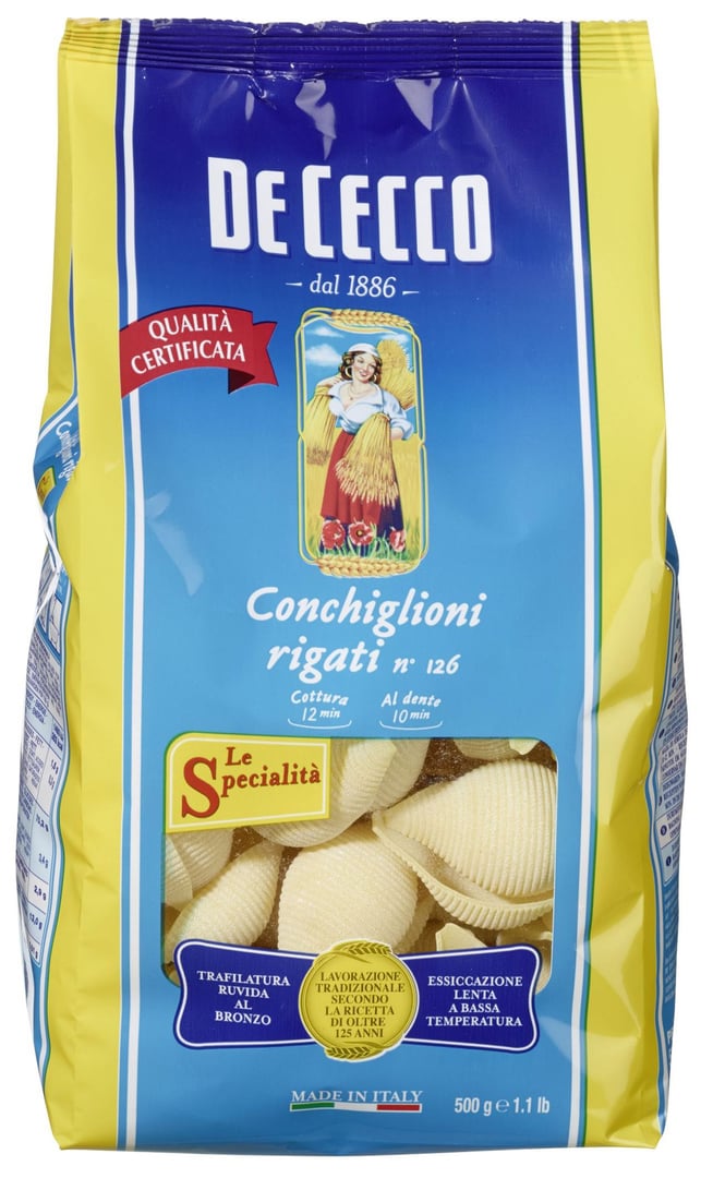 De Cecco - Conchiglioni Rigati No. 126 Muschelnudeln 500 g Packung