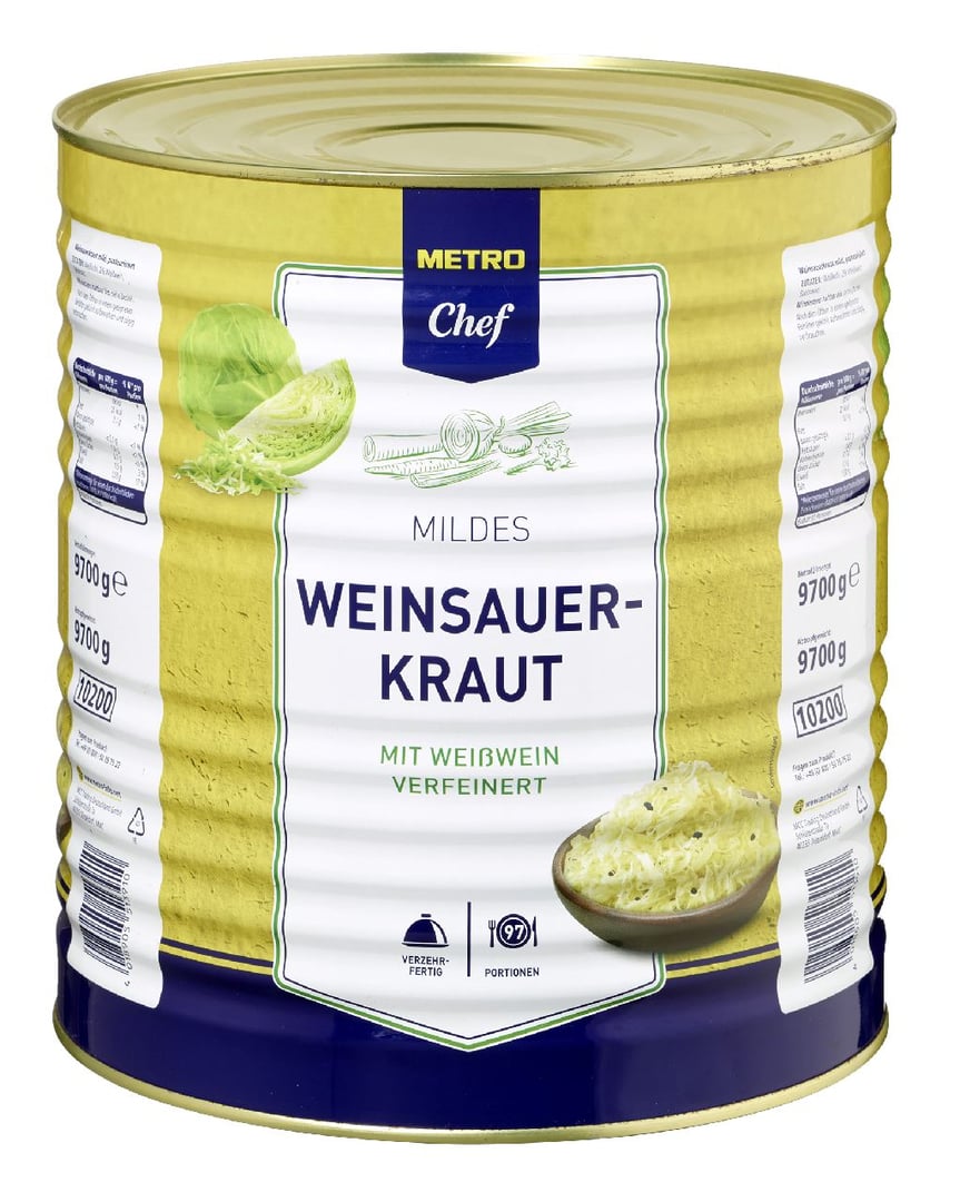 METRO Chef - mildes Weinsauerkraut - 10,2 l Dose