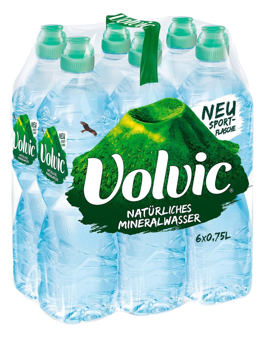 Volvic - Mineralwasser ohne Kohlensäure PET - 6 x 0,75 l Flaschen