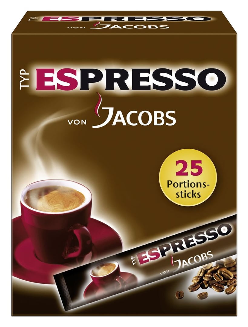 Jacobs - Espresso Sticks Instant-Kaffee 25 Portionssticks - 200 g Schachtel
