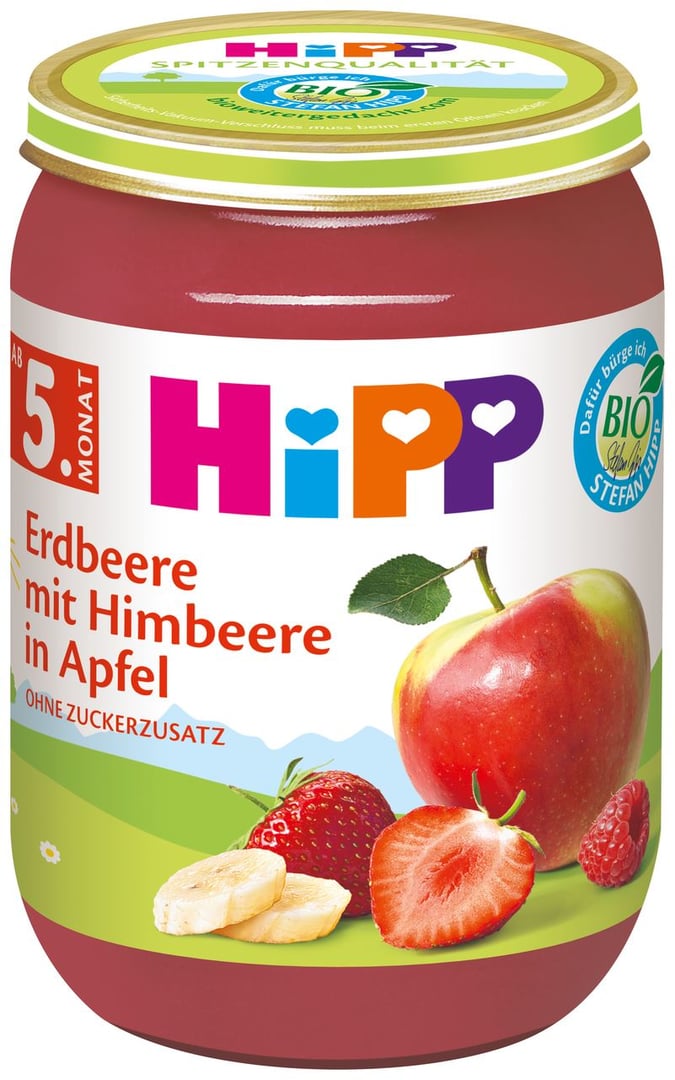 Hipp Früchte Erdbeer/Himbeere/Apfel 190 g Tiegel