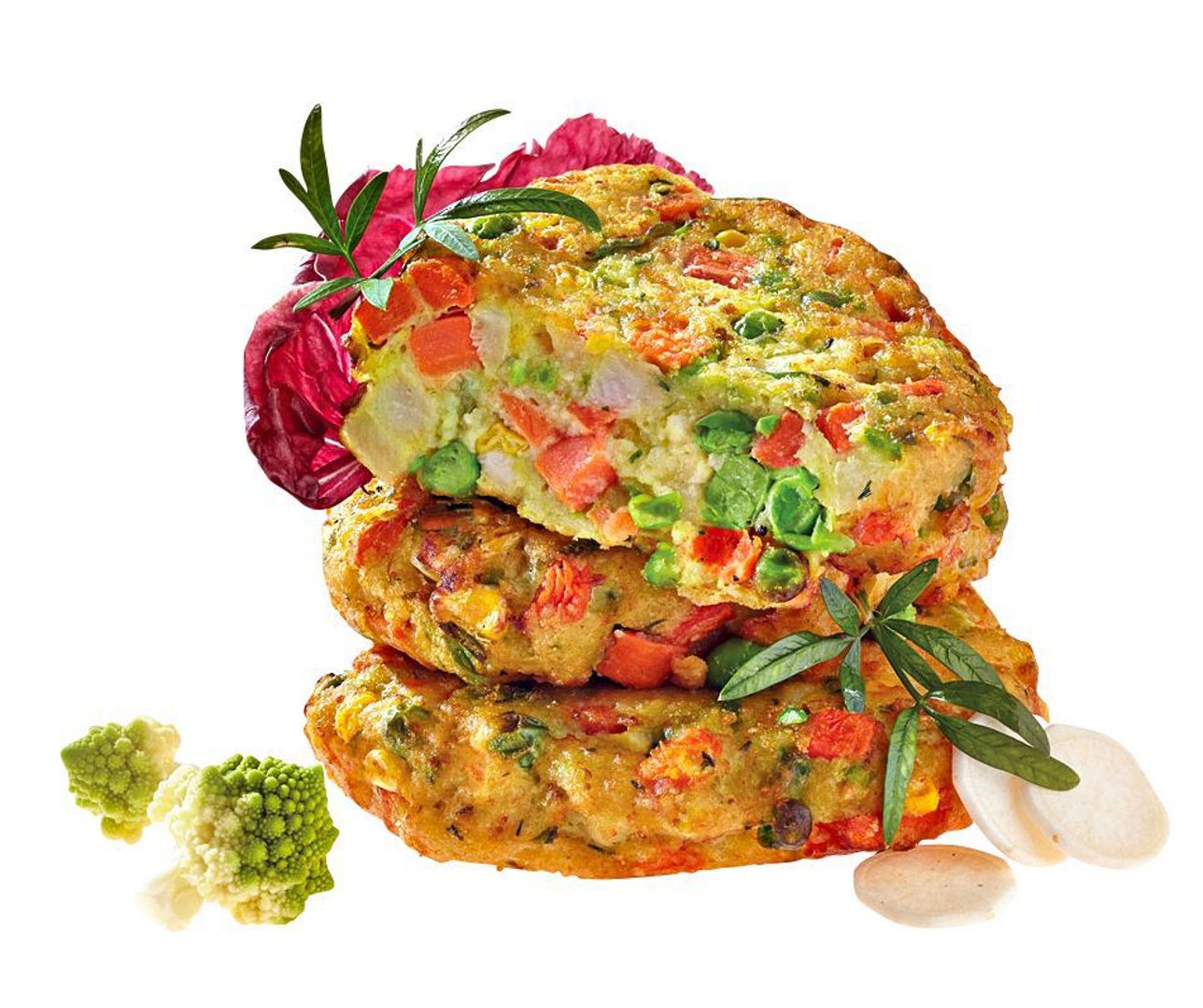 Avita - Gemüse Frikadelle tiefgefroren, vorgebacken, vegetarisch, mit knackigem Gartengemüse und Schnittlauch, 16 Stück à 75 g 5 x 1,2 kg Beutel
