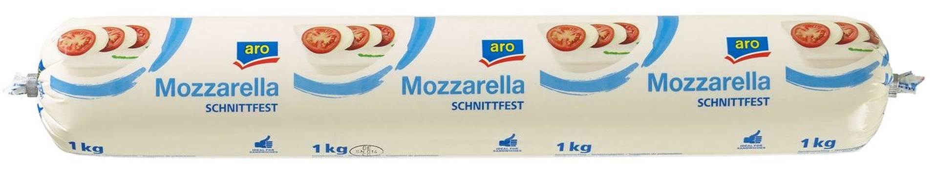 aro - Mozzarella Rolle italienischer Weichkäse, 45 % Fett i. Tr. - 1 kg Rolle