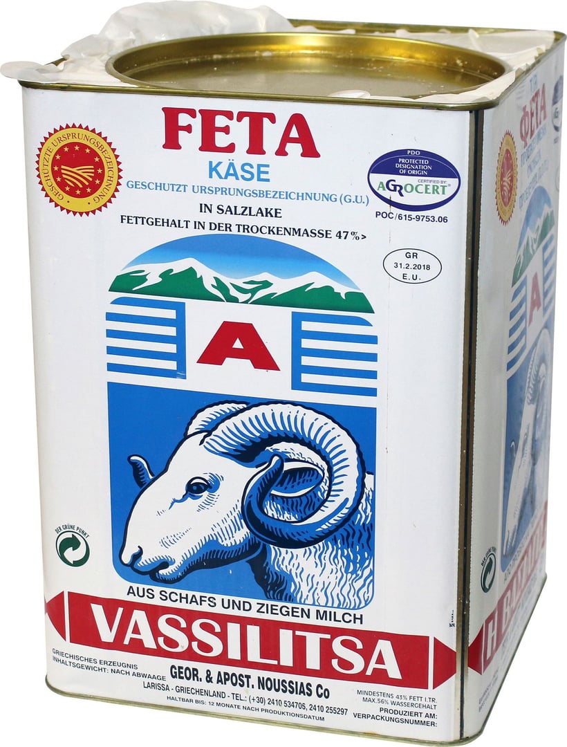 Vassilitsa - Feta griechischer Weichkäse, 43 % Fett 12 kg Eimer