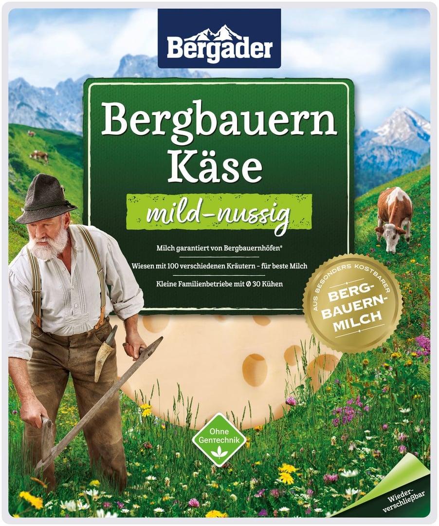 Bergader - Bergbauern Käse Scheiben mild & nussig - 150 g Packung