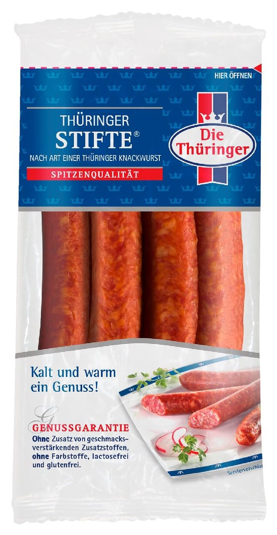 Die Thüringer - Stifte Schweinefleisch 4 Stück à 50 g - 1 x 200 g Packung