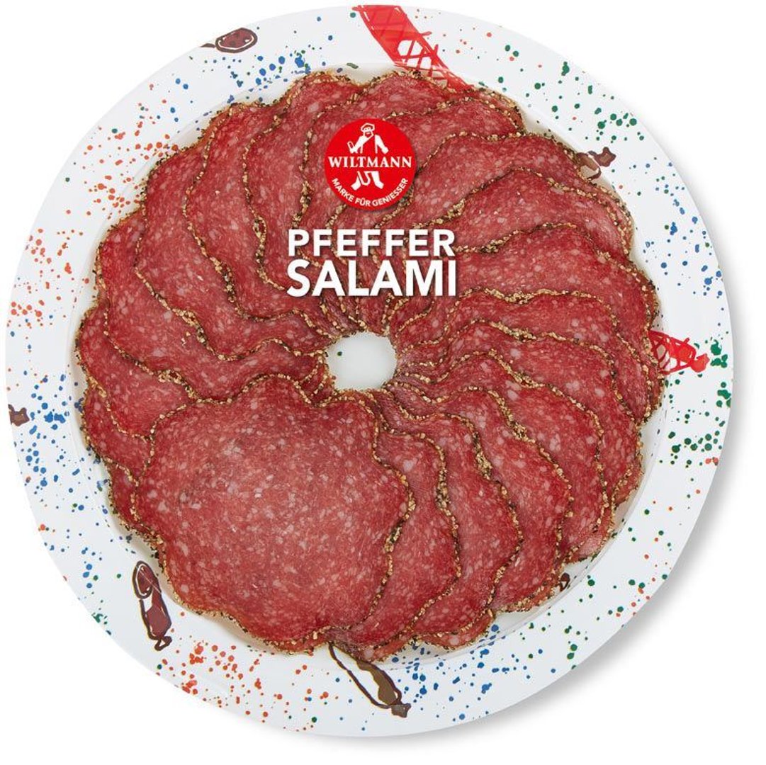 Wiltmann - Salami mit feinem Pfeffermantel gekühlt, geschnitten - 80 g Packung
