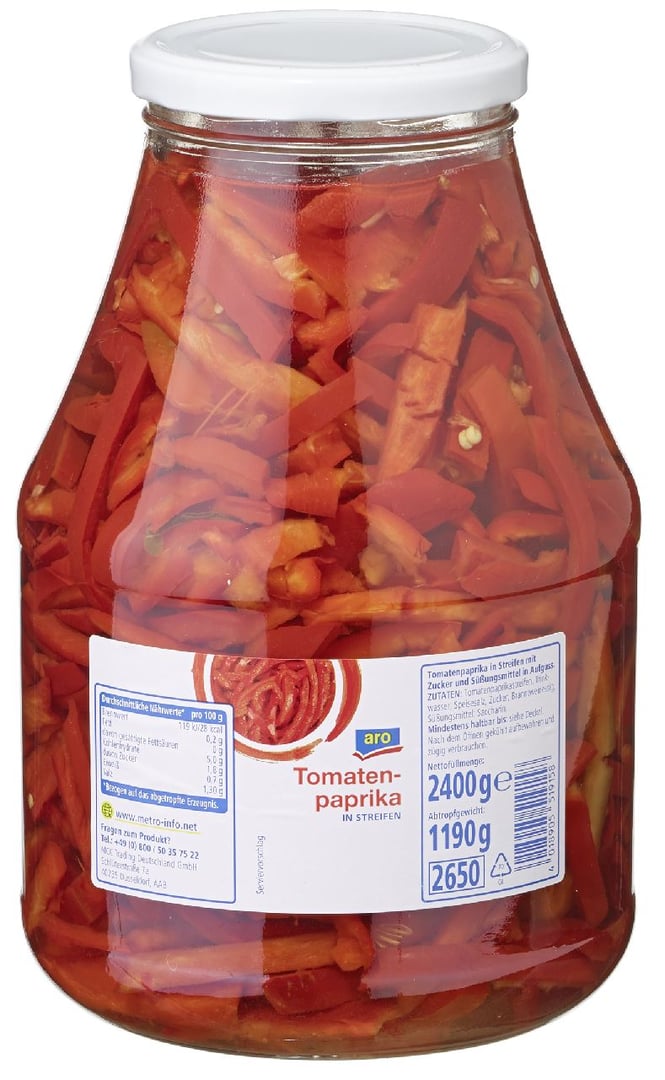 aro - Tomaten-Paprika in Streifen - 2,65 l Glas