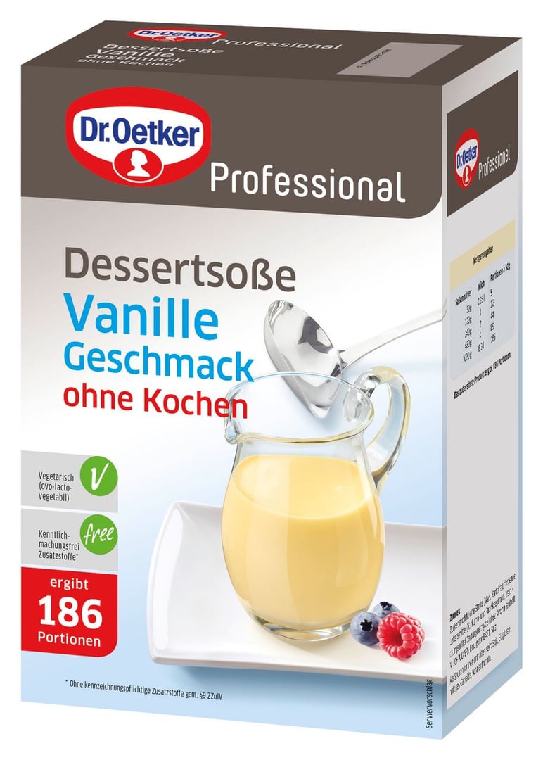 Dr. Oetker Professional - Dessertsoße ohne Kochen Vanille Soßenpulver - 1 x 1 kg Packung