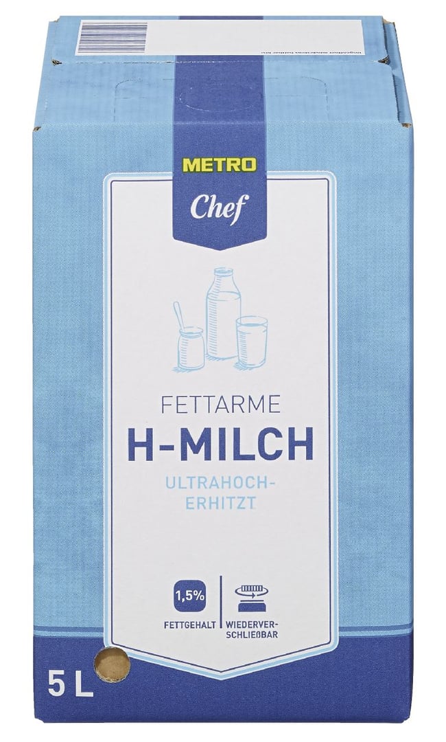 METRO Chef - fettarme H-Milch 1,5 % Fett - 5 l