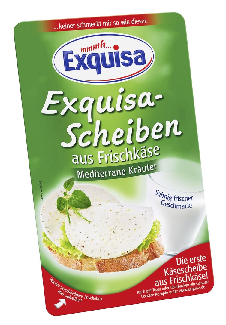 Exquisa - Frischkäse-Scheiben 110 8 Karton - Kräuter gekühlt g x