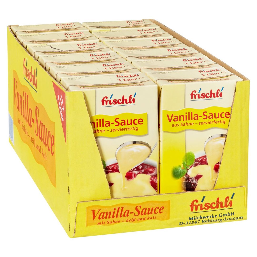 Frischli - Vanilla Sauce mit Sahne, 8,7 % Fett - 12 x 1 l Karton