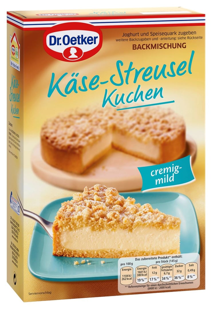 Dr. Oetker - Backmischung Käse-Streusel Kuchen - 730 g Schachtel
