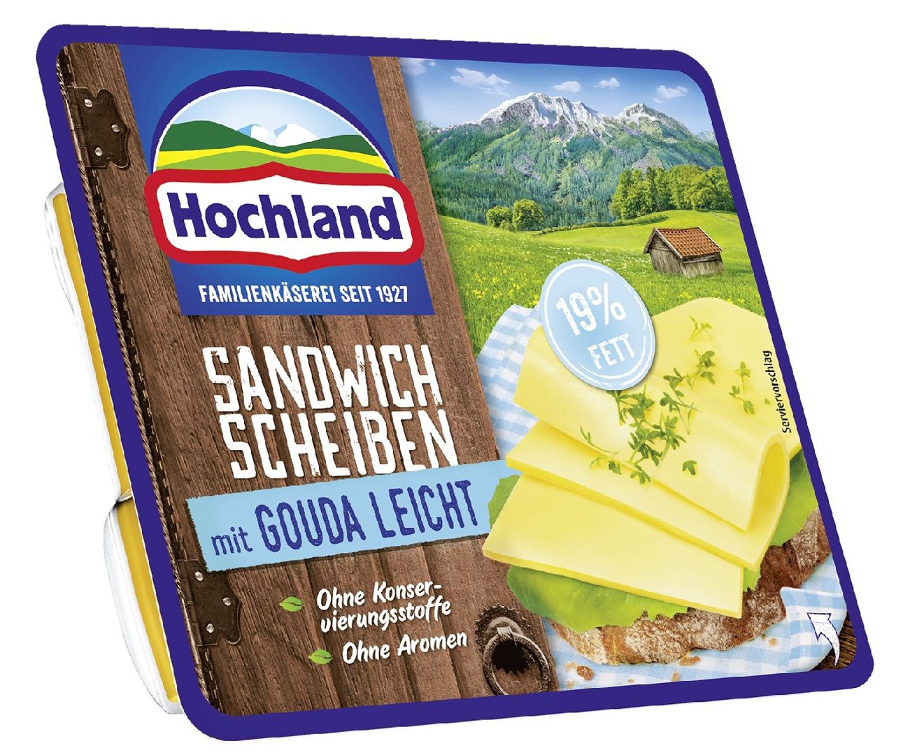 Hochland - Sandwich Scheiben mit Gouda leicht 19 % Fett 150 g Packung