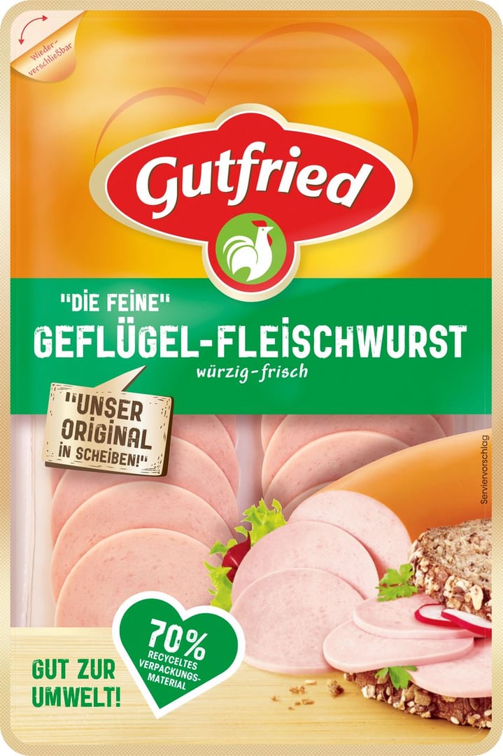 Gutfried - Geflügel Fleischwurst "Die Feine" - 100 g Packung