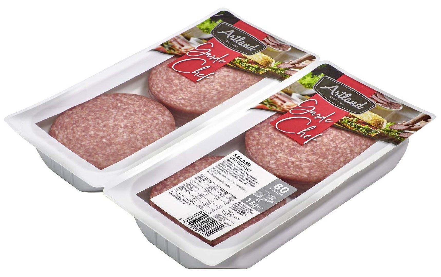 Artland - Salami A1 geschnitten Kal.100, 2 x 500 g gekühlt- 1 kg Packung