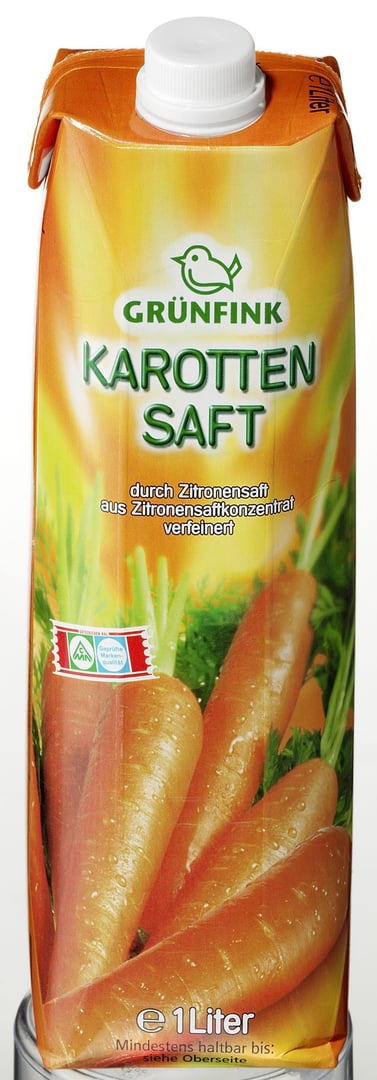 Grünfink - Karottensaft mit Zitronensaft verfeinert 8 x 1 l Packungen