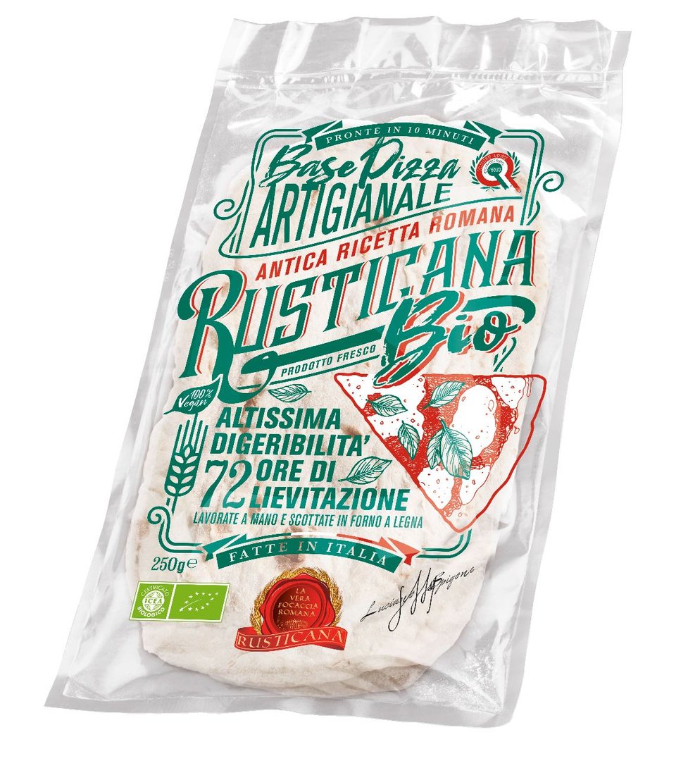 LA RUSTICANA - Bio Pinsa Romana Pizzateig, vorgebacken gekühlt - 250 g Stück