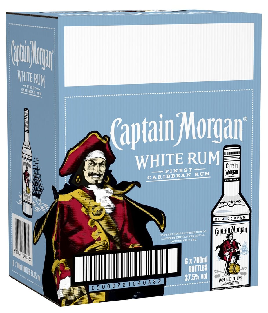 Captain Morgan - White Rum 37,5 % Vol. 6 x 0,7l Flaschen
