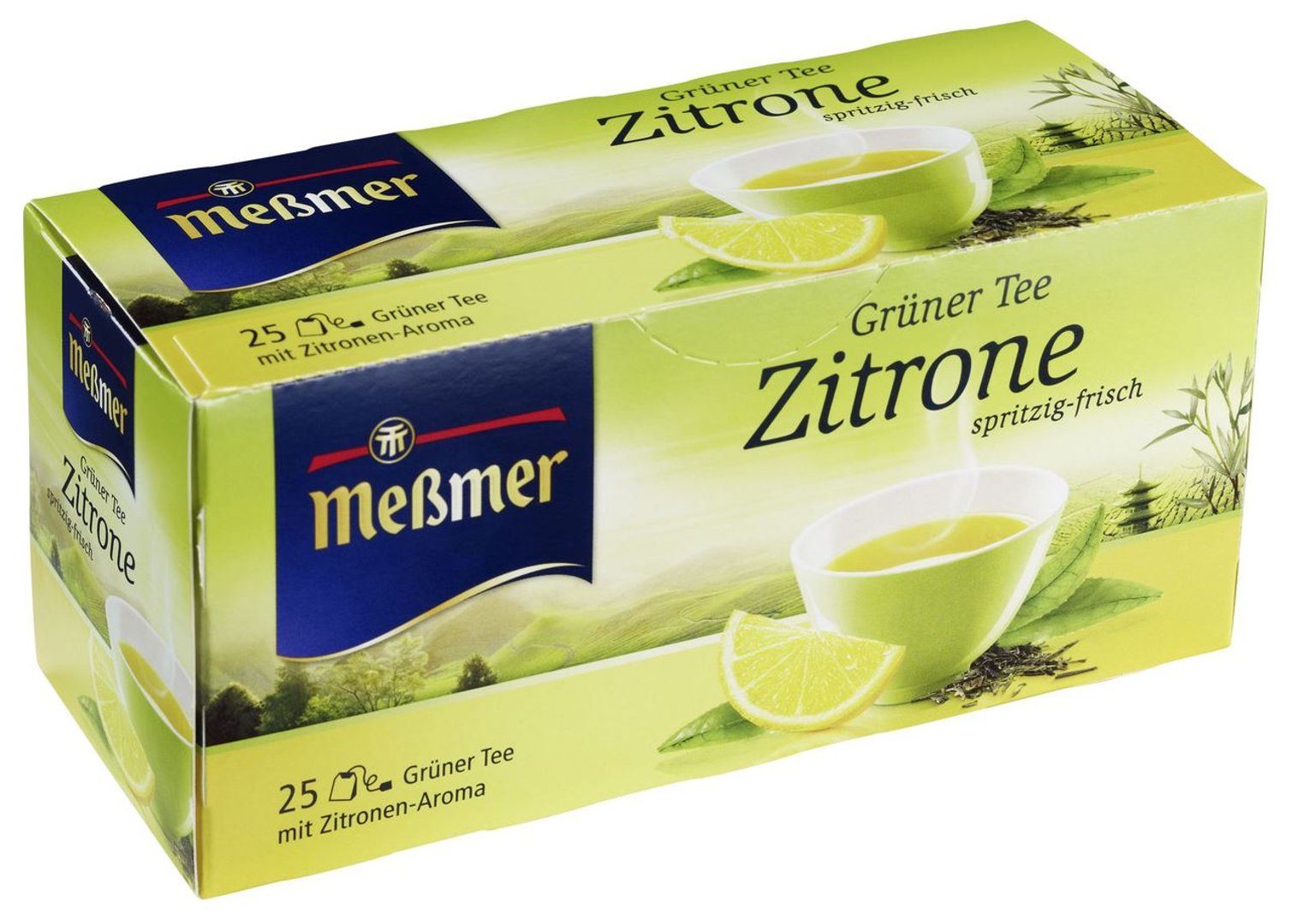 MEßMER - Grüner Tee Zitrone spritzig-frisch, 25 Teebeutel - 12 x 44 g Karton