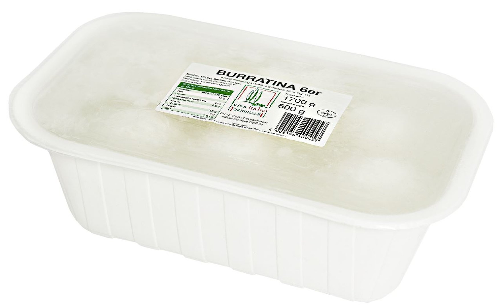 viva italia - Burratina min. 52 % Fett i.Tr., 6 Stück à ca. 100 g - 600 g Stück