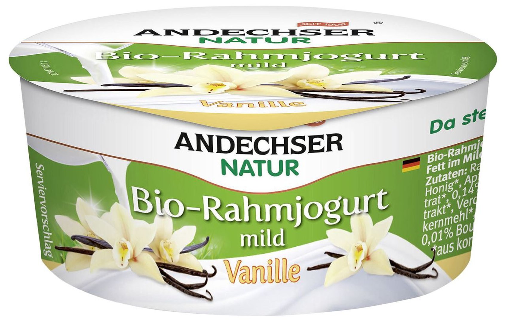 Andechser - BIO Rahmjoghurt Vanille 10 % Fett im Milchanteil - 150 g Becher