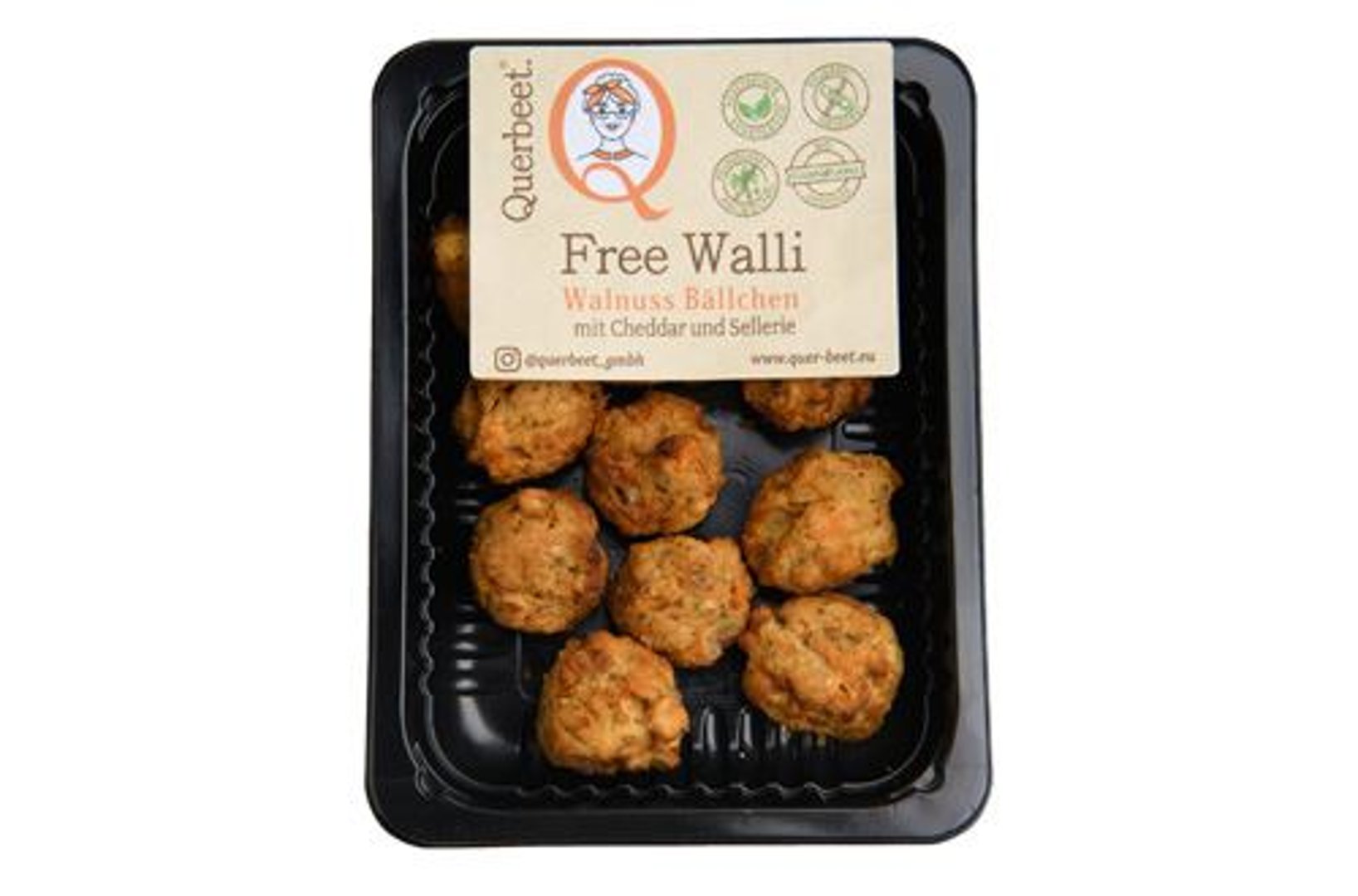 Querbeet - Free Walli Walnuss Bällchen vegetarisch gekühlt 12 Stück à 15 g - 6 x 180 g Karton