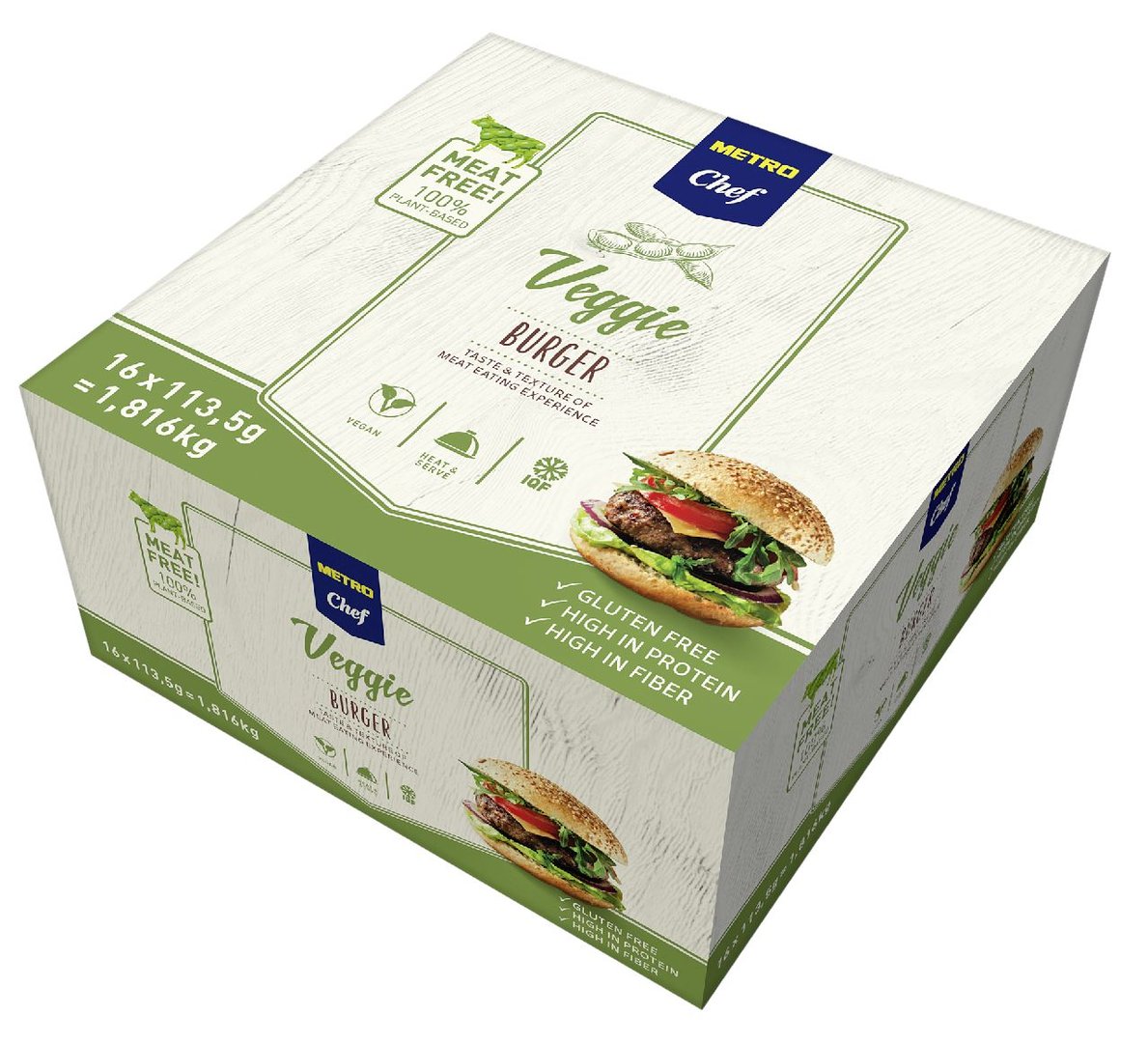 METRO Chef - Vegane Burger tiefgefroren 16 Stück à ca. 113 g - 1,82 kg Packung