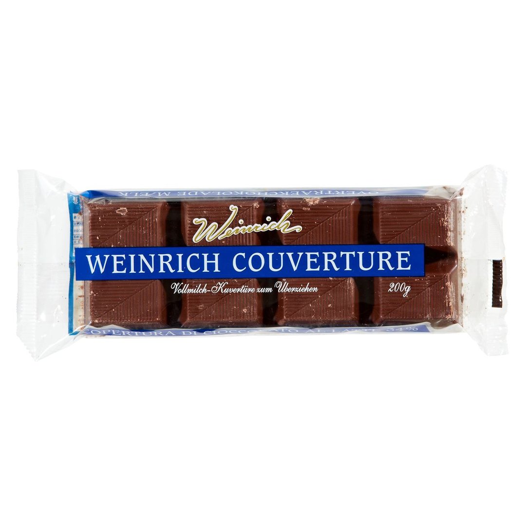Weinrich - Küvertüre Vollmilch min. 35 % Kakao - 1 x 200 g Packung