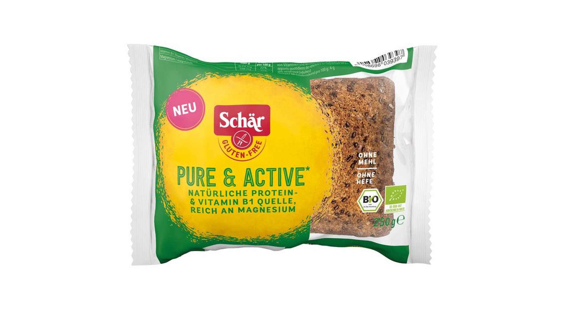 Schär - Bio Pure & Active Körnerbrot glutenfrei - 250 g Beutel