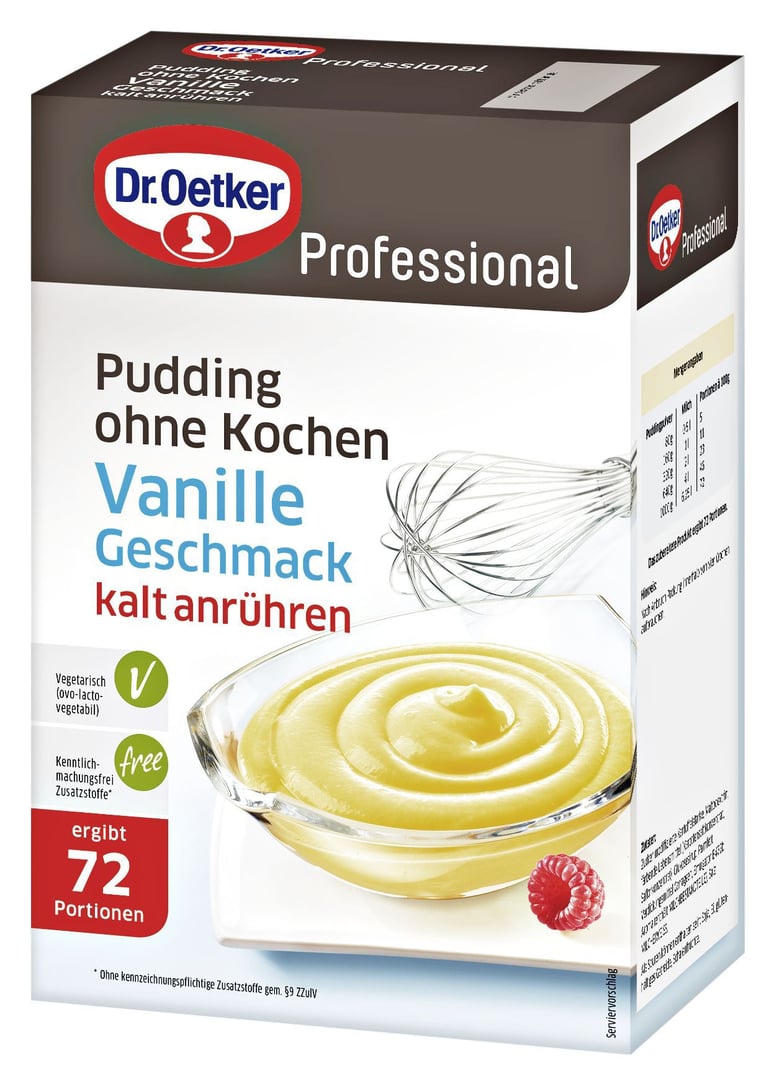 Dr. Oetker Professional - Pudding ohne Kochen Vanille Geschmack 10 x 1 kg Packungen