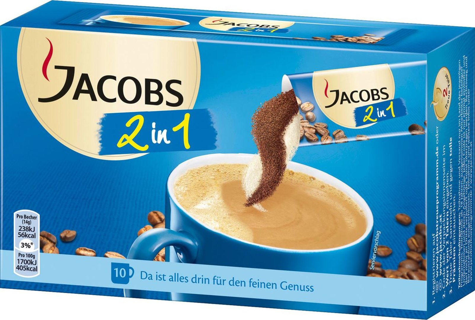 Jacobs - 3in1 Löslicher Kaffee 10 Sticks - 140 g Schachtel