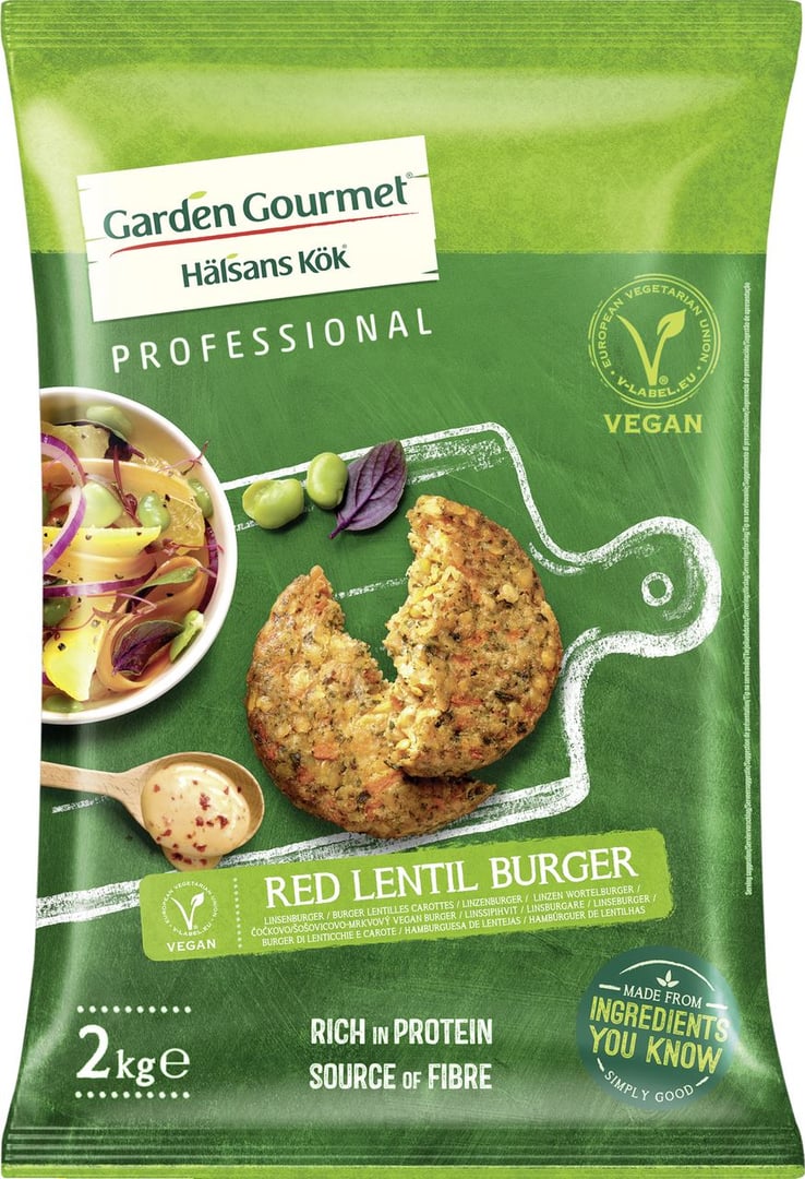 Garden Gourmet - Linsenburger vegan tiefgefroren 25 Stück à ca. 80 g - 2 kg Beutel